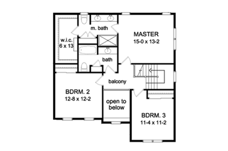 Home Plan - Floor Plan - Upper Floor for Colonial House Plan #1010-46 - 3 bed, 2.5 bath