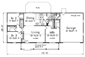 Floor Plan - Main Floor for Country House Plan #57-171 - 3 bed, 2 bath