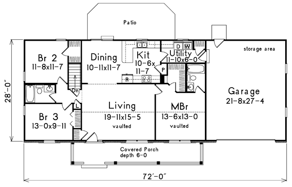 Country Floor Plan - Main Floor Plan #57-171