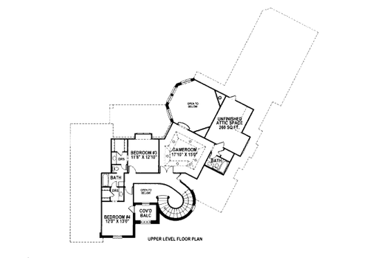 Floor Plan - Upper Floor for European House Plan #141-333 - 4 bed, 4.5 bath