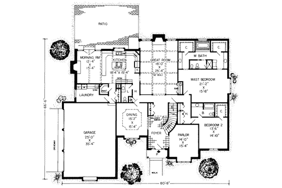 Floor Plan - Main Floor for European House Plan #312-216 - 4 bed, 4.5 bath