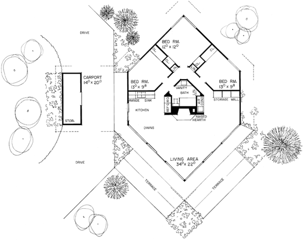 House Blueprint - Contemporary Floor Plan - Main Floor Plan #72-528