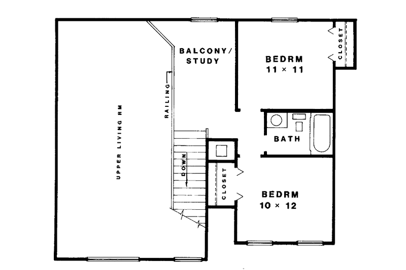Home Plan - Floor Plan - Upper Floor for Contemporary House Plan #14-265 - 3 bed, 2 bath