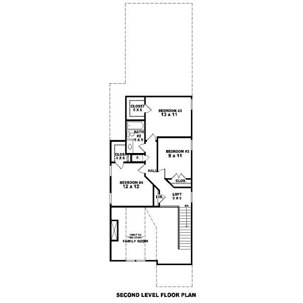 Floor Plan - Upper Floor for Traditional House Plan #81-13613 - 4 bed, 2.5 bath