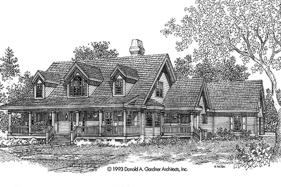 Exterior - Front Elevation 3 for Country House Plan #929-175 - 4 bed, 3 bath