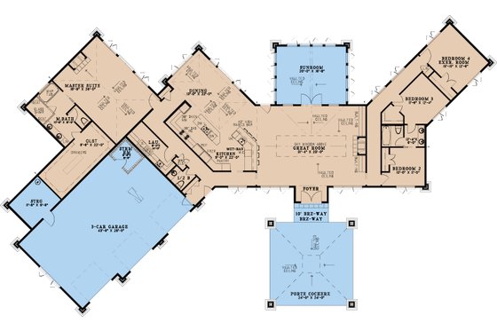 Floor Plan - Main Floor for Mediterranean House Plan #923-337 - 3 bed, 2.5 bath