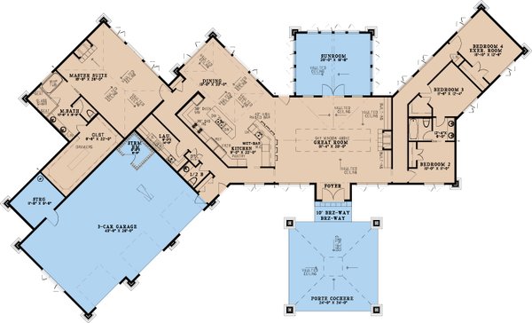 Architectural House Design - Mediterranean Floor Plan - Main Floor Plan #923-337