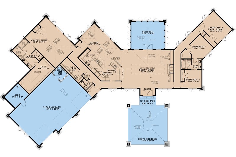 Dream House Plan - Floor Plan - Main Floor for Mediterranean House Plan #923-337 - 3 bed, 2.5 bath