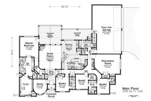 Floor Plan - Main Floor for European House Plan #310-1295 - 4 bed, 3.5 bath