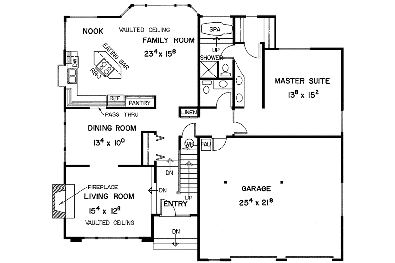 House Plan Design - Floor Plan - Main Floor for Country House Plan #60-693 - 3 bed, 2.5 bath