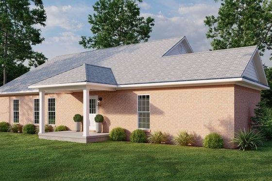 Exterior - Rear Elevation 2 for Traditional House Plan #17-2511 - 4 bed, 2 bath