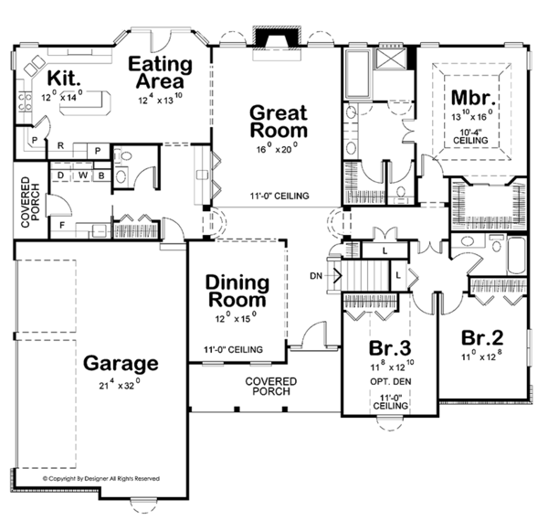 Architectural House Design - Traditional Floor Plan - Main Floor Plan #20-2244