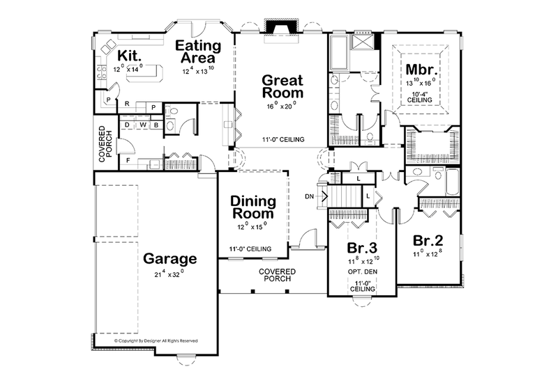 Home Plan - Floor Plan - Main Floor for Traditional House Plan #20-2244 - 3 bed, 2.5 bath