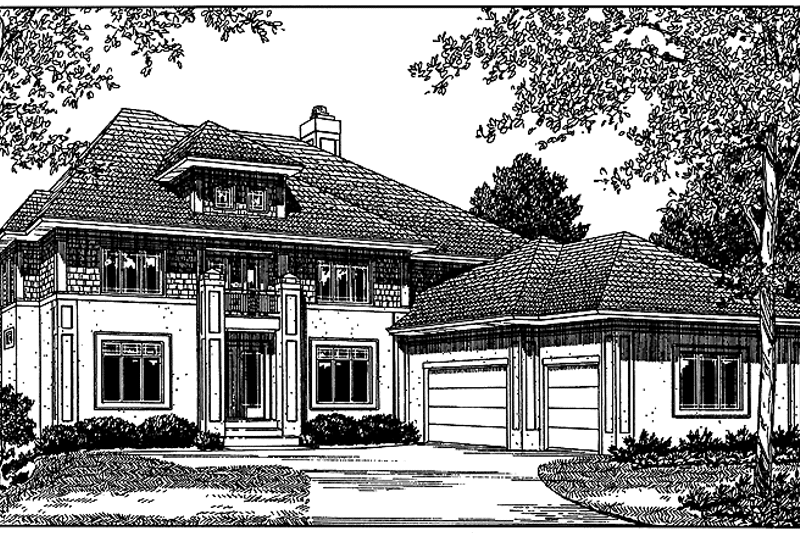 Home Plan - Exterior - Front Elevation 3 for Prairie House Plan #453-184 - 5 bed, 4.5 bath