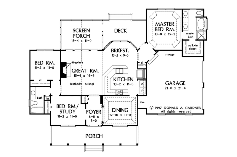 Dream House Plan - Floor Plan - Main Floor for Country House Plan #929-495 - 3 bed, 2 bath