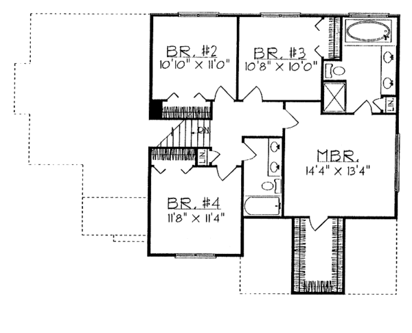 Dream House Plan - Traditional Floor Plan - Upper Floor Plan #70-1314
