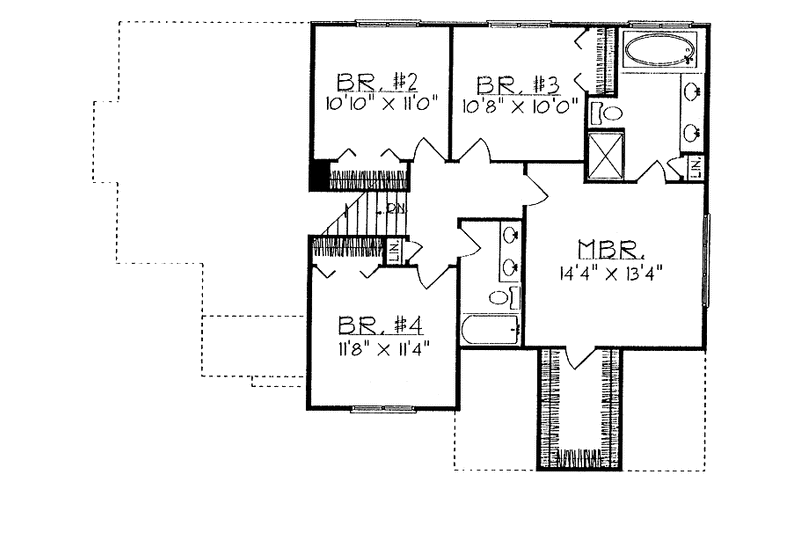 Architectural House Design - Floor Plan - Upper Floor for Traditional House Plan #70-1314 - 4 bed, 2.5 bath