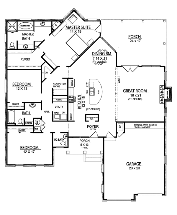 House Plan Design - European Floor Plan - Main Floor Plan #14-272
