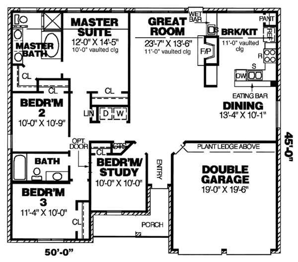 House Design - Country Floor Plan - Main Floor Plan #34-255