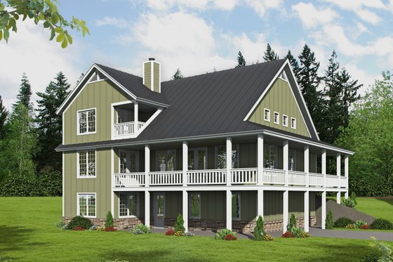 Exterior - Rear Elevation for Country House Plan #932-348 - 3 bed, 3 bath