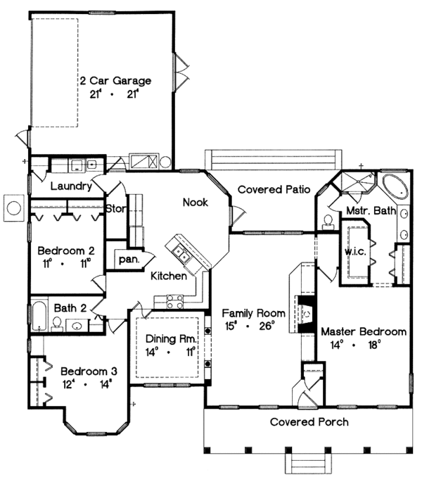 Architectural House Design - Mediterranean Floor Plan - Main Floor Plan #417-736