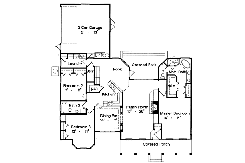 Home Plan - Floor Plan - Main Floor for Mediterranean House Plan #417-736 - 3 bed, 2 bath