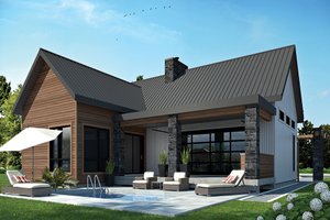 Exterior - Rear Elevation for Contemporary House Plan #23-2316 - 2 bed, 1 bath