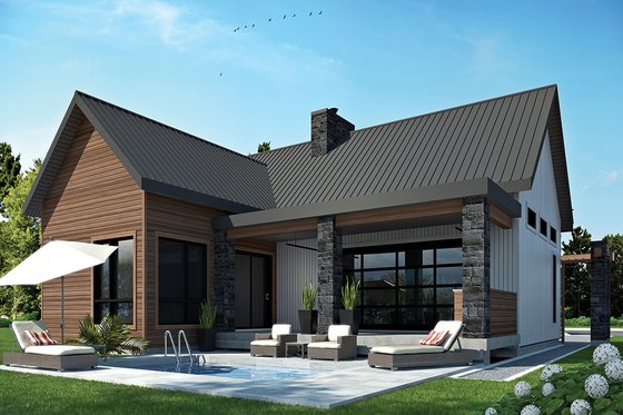 Exterior - Rear Elevation for Contemporary House Plan #23-2316 - 2 bed, 1 bath