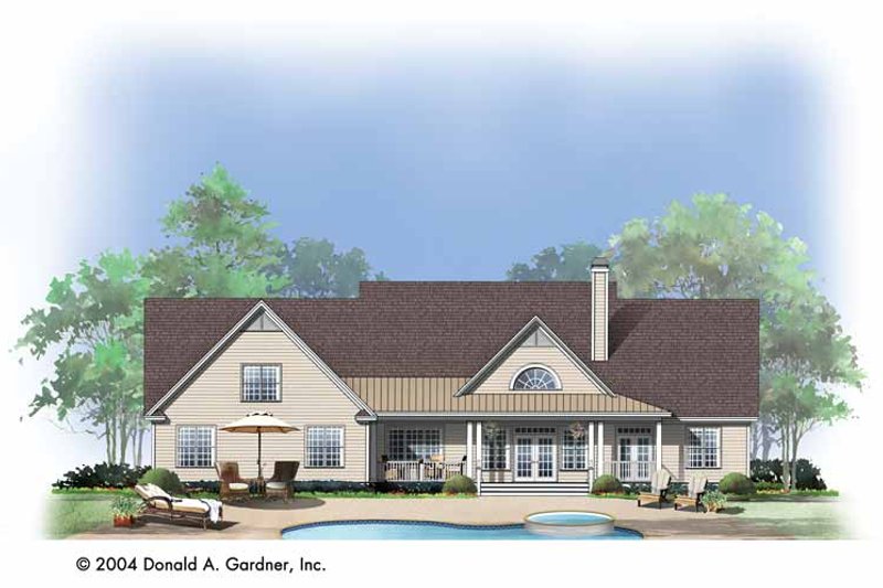 Home Plan - Exterior - Rear Elevation for Country House Plan #929-729 - 4 bed, 3 bath
