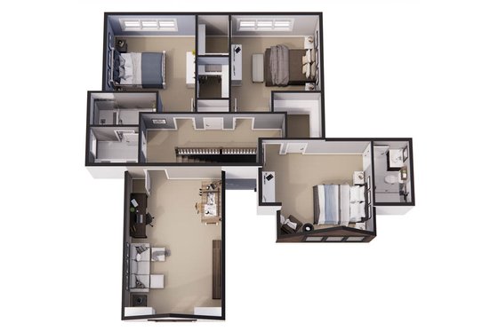Floor Plan - Upper Floor 1 for Farmhouse House Plan #51-1220 - 5 bed, 4.5 bath