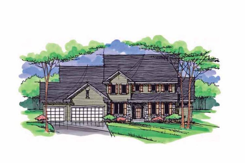 Home Plan - Exterior - Front Elevation 3 for Colonial House Plan #51-1021 - 4 bed, 2.5 bath