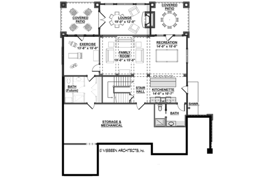 Floor Plan - Lower Floor for Colonial House Plan #928-298 - 5 bed, 4.5 bath