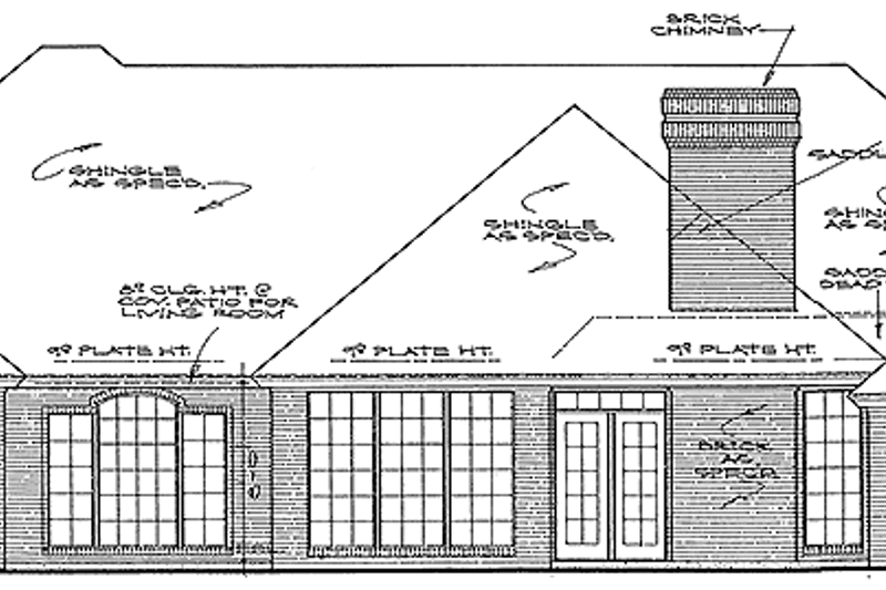 Home Plan - Exterior - Rear Elevation for Country House Plan #310-1106 - 4 bed, 3.5 bath