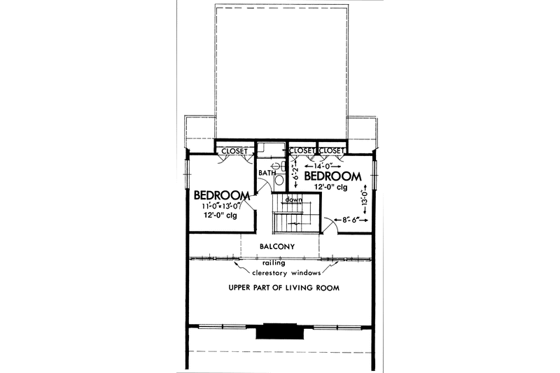 Dream House Plan - Floor Plan - Upper Floor for Prairie House Plan #320-1203 - 3 bed, 2 bath