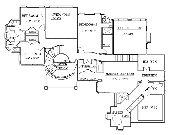 Home Plan - Floor Plan - Upper Floor for Country House Plan #119-409 - 5 bed, 4 bath