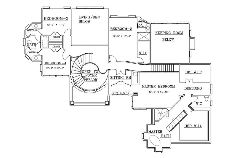 Home Plan - Floor Plan - Upper Floor for Country House Plan #119-409 - 5 bed, 4 bath