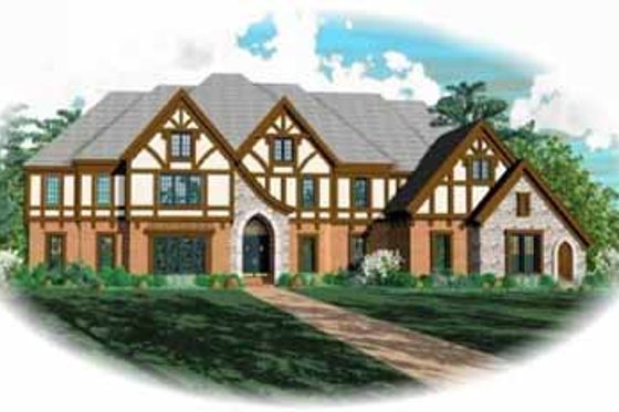 Exterior - Front Elevation for European House Plan #81-412 - 6 bed, 6 bath