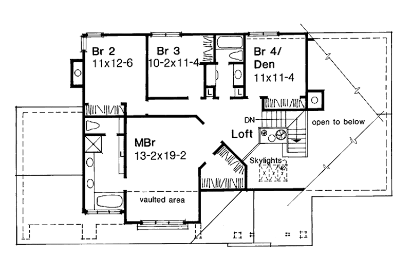 House Blueprint - Floor Plan - Upper Floor for Traditional House Plan #320-1495 - 4 bed, 2.5 bath