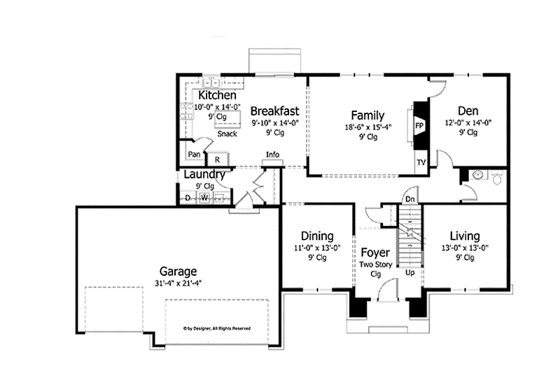 Home Plan - Floor Plan - Main Floor for Traditional House Plan #51-1027 - 4 bed, 2.5 bath