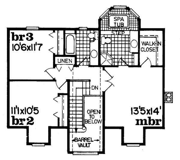 Architectural House Design - Colonial Floor Plan - Upper Floor Plan #47-723