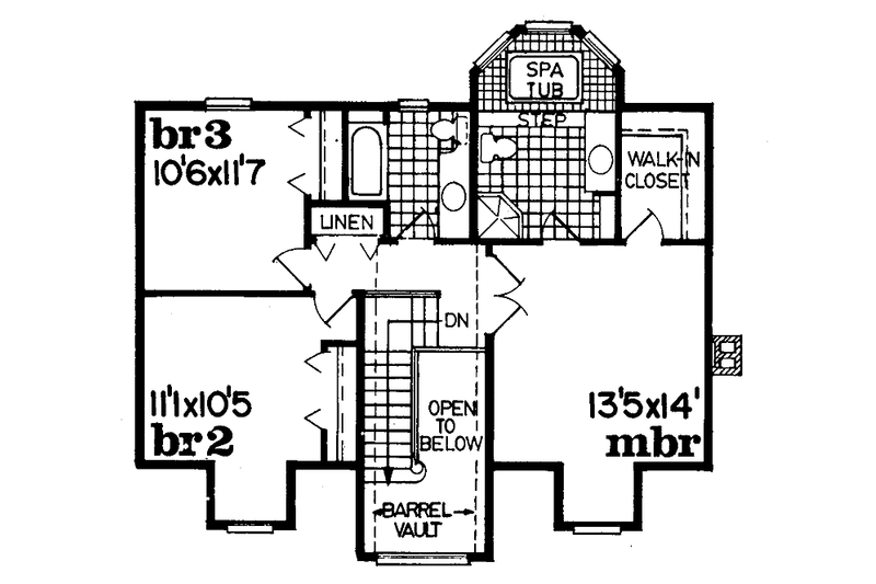 Dream House Plan - Floor Plan - Upper Floor for Colonial House Plan #47-723 - 3 bed, 2.5 bath
