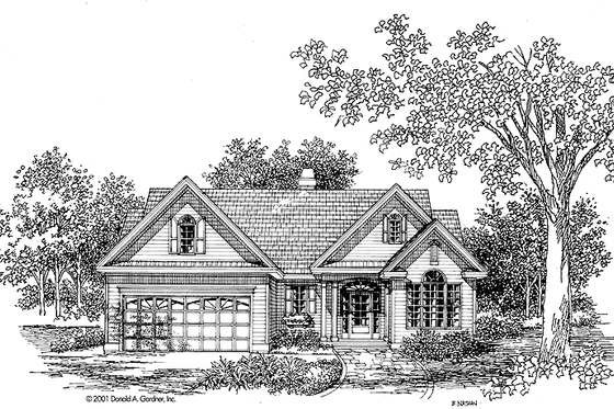 Exterior - Front Elevation 3 for Ranch House Plan #929-629 - 3 bed, 2 bath