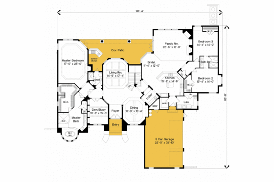 Floor Plan - Main Floor for Traditional House Plan #135-209 - 7 bed, 6 bath