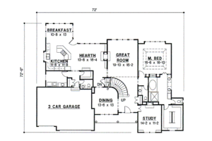 Floor Plan - Main Floor for Traditional House Plan #67-450 - 4 bed, 5 bath