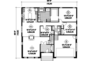 Floor Plan - Main Floor for Contemporary House Plan #25-4332 - 2 bed, 1 bath