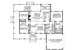 Floor Plan - Main Floor for Country House Plan #137-371 - 3 bed, 2.5 bath