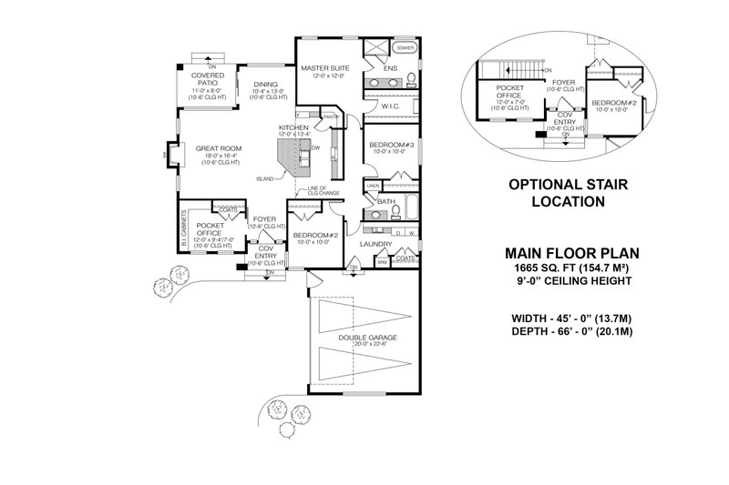 Home Plan - Floor Plan - Main Floor for Contemporary House Plan #1100-89 - 3 bed, 2 bath