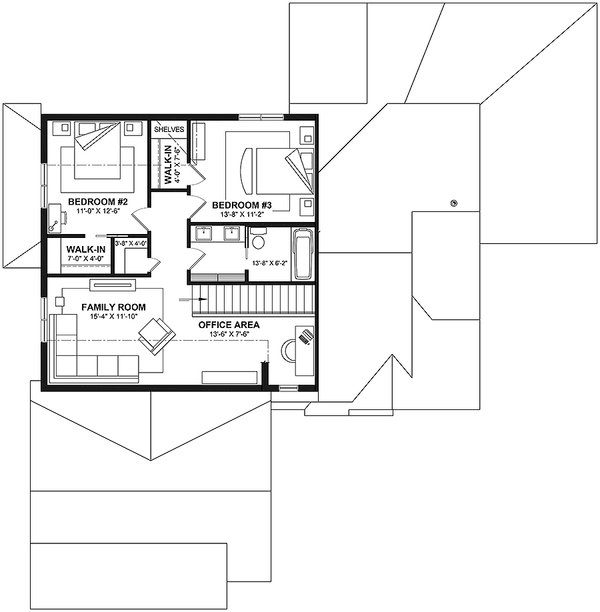 Architectural House Design - Country Floor Plan - Upper Floor Plan #23-2822