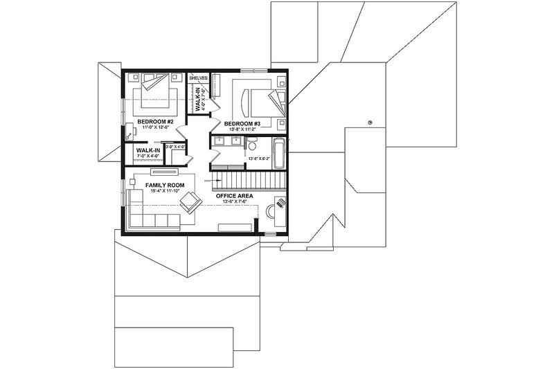 Architectural House Design - Floor Plan - Upper Floor for Country House Plan #23-2822 - 3 bed, 2.5 bath