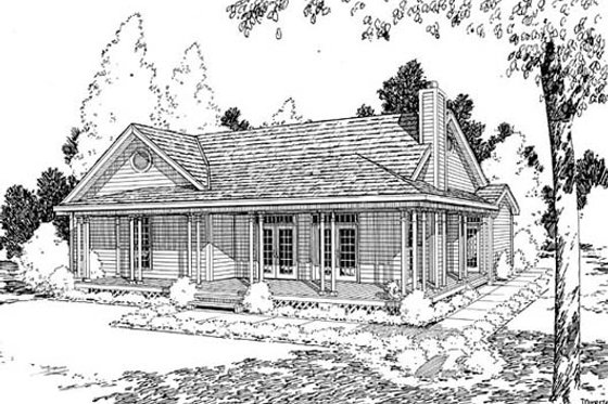 Exterior - Rear Elevation for Farmhouse House Plan #312-237 - 3 bed, 2 bath